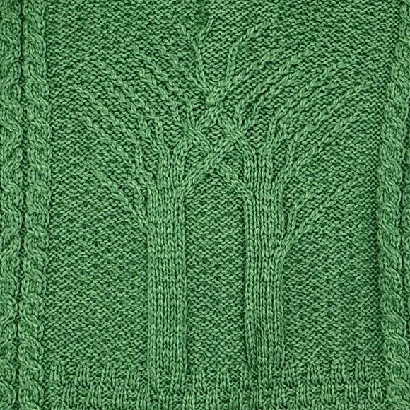 VGUC Carraig Donn Irish Merino Wool Tree Of Life Aran Button Cardigan Green XL - Picture 13 of 13